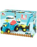 Tractor de impins pentru copii 2 in 1 Ecoiffier - Albastru, cu remorca si cositoare - 2t