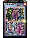 Puzzle pentru copii Educa din 2 x 100 de piese - Monster High - 1t