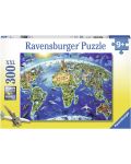 Puzzle pentru copii  Ravensburger din  300 XXL piese - Hartă cu repere ale lumii - 1t