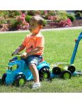 Tractor de impins pentru copii 2 in 1 Ecoiffier - Albastru, cu remorca si cositoare - 5t
