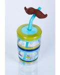 Pahar cu pai pentru copii Contigo - Electric Blue Mustache, 470 ml - 2t