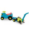 Tractor de impins pentru copii 2 in 1 Ecoiffier - Albastru, cu remorca si cositoare - 9t