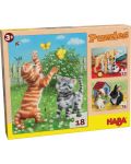 Puzzle pentru copii 3 in 1 Haba - Animale de companie - 1t