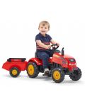 Tractor copii Falk - Cu remorca, capac si pedale, rosu - 3t