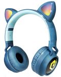 Casti pentru copii PowerLocus - Buddy Ears, wireless, albastre - 1t