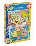 Puzzle pentru copii Educa din 2 х 100 de piese - Sponge Bob - 1t
