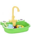 Chiuveta de bucătărie pentru copii Ntoys - Cu apă curentă și accesorii, Frog, sortiment - 1t