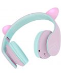 Casti pentru copii PowerLocus - P2, Ears, wireless, roz/verzi - 2t