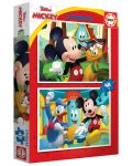Puzzle pentru copii Educa din 2 x 48 de piese - Mickey Mouse în Casa de distracție - 1t