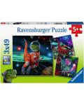 Puzzle pentru copii  Ravensburger 3 x 49 piese - Dinozaurii în spațiu - 1t