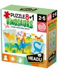 Puzzle educativ Headu - Dinozauri, 8+1 - 1t
