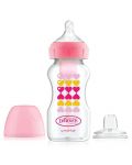 Dr. Brown's Wide-Neck Options+ Transitional Bottle, Pink Hearts, 270 ml - 1t