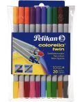 Bicolore pixuri cu pâslă Pelikan Colorella Twin - 20 de culori - 1t