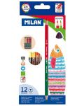 Creioane colorate cu 2 varfuri Milan - Triangular Bicolour, 24 culori - 1t