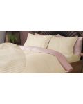  Set lenjerie de pat Aglika - 4 Seasons, cu două fețe, roz și vafe ecru - 1t