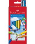 Creioane jumbo triunghiulare Faber-Castell - 10 culori, cu ascutitoare - 1t