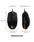 Mouse gaming Logitech - G102 Lightsync, optic, RGB, negru - 9t