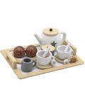 Ginger Home - Set de ceai din lemn, alb-gri - 2t