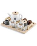 Ginger Home - Set de ceai din lemn, alb-gri - 1t