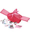 Set de joacă pentru piciorușele mici - coș de picnic cu set de ceai, roz - 2t