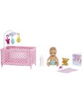 Set de joc Barbie Skipper - Baby-sitter Barbie cu șuvițe mov, cămașă cu fluture - 3t