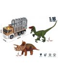 Set pentru joc Raya Toys - Camion cu dinozauri, cu muzică și lumini, 1:16 - 3t