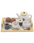 Ginger Home - Set de ceai din lemn, alb-gri - 4t