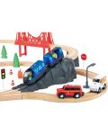 Tooky Toy - Tren din lemn cu șine și mașini de salvare  - 3t