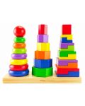 Set de jocuri Viga - Piramide geometrice din lemn - 4t