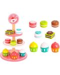 Set de joc Tooky Toy - cupcakes si deserturi din lemn pe o tava - 2t