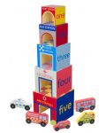 Set de joc Orange Tree Toys - Cuburi și cărucioare - 2t