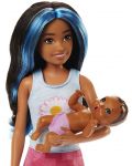 Set de joc Barbie Skipper - Baby-sitter Barbie cu șuvițe albastre - 5t