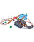 Set de joc Woody - Tren de lemn, mină, 63 de piese - 3t