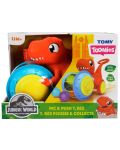 Jucarie de impins Tomy Toomies - Jurassic World, Push and Collect cu T-Rex - 2t