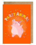 Felicitare Party animal - portocale  - 1t