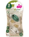 Suzete din cauciuc NIP Green - Cherry, verde și bej, 6 m+, 2 bucăți - 7t