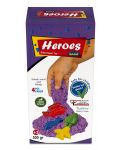 Nisip kinetic in cutie Heroes - Culoare violet, cu 4 figurine - 1t
