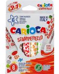 Set markere Carioca Stamperello - 6 culori, cu stampile - 1t