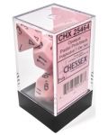 Set zaruri Chessex Opaque Pastel - Pink/black Polyhedral, 7 bucati - 1t