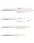 Set de cuțite din ceramică KYOCERA - Cu bloc de bambus, alb - 2t