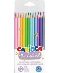 Set de creioane colorate Carioca - Pastel, 12 culori - 1t