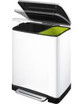 Coș de gunoi pentru colectarea selectivă EKO Europe - E-Cube, 28 + 18 L, alb - 2t