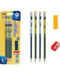 Set creioane grafit Astra - Cu ascuțitoare și capac, HB, 4 buc. - 2t