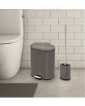 Set coș de toaletă și periuță Inter Ceramic - 8355G, 6 L, gri mat - 6t