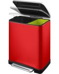 Coș de gunoi pentru colectarea selectivă EKO Europe - E-Cube, 28 + 18 L, roșu - 2t