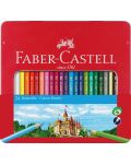 Set de creioane colorate Faber-Castell Castle - 24 bucati, cutie metalica - 1t