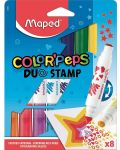 Set carioci Maped Color Peps Duo - 8 culori, cu stampile - 1t