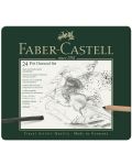 Set de cărbuni Faber-Castell Pitt Charcoal - 24 bucati, cutie metalica - 1t