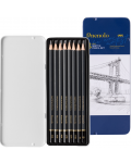 Set de creioane de grafit Deli Finenolo - EC26, 8 bucăți, cutie metalică - 1t