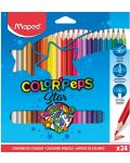 Set creioane colorate Maped Color Peps - Star, 24 culori - 1t